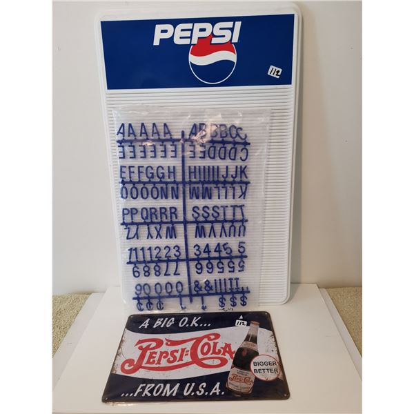 Pepsi menu board with letters Pepsi sign 11.5" X 8"
