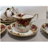 Image 4 : 8 Old Country Rose Royal Albert cups & saucers with cream and sugar bowls and plate