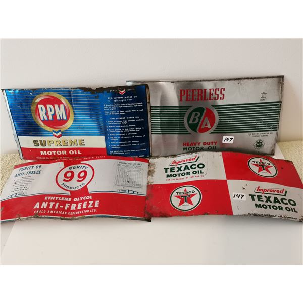 4 Original flattened oil tins