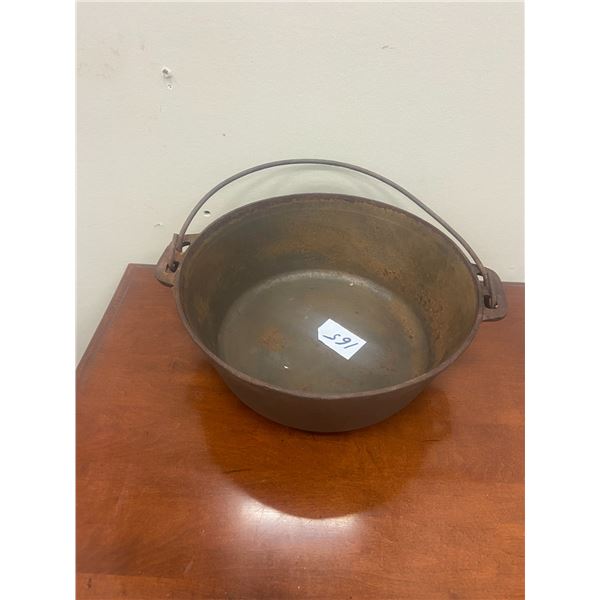 1 cast pot with handle 11" across, 4" high