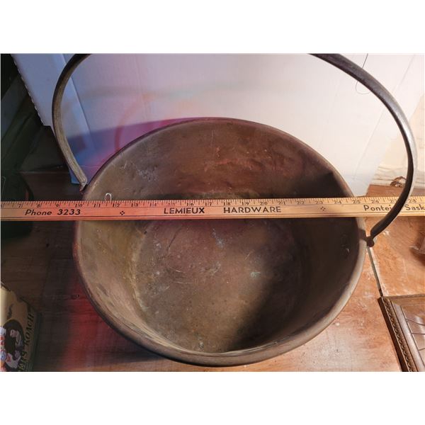 Fabulous brass jelly pail - large 15"D - 80+ years old!