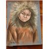 Image 1 : Painting on canvas of Inuit boy 16" X 12" signed "T. Paine"