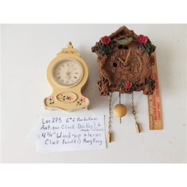 ANTIQUE MINI COO COO STYLE CLOCK &VINTAGE WINDUP CLOCK