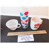 Image 1 : VINTAGE FLOWER FIRE KING C&D HANDLE MUGS & ORIGINAL 1960’S DAIRY QUEEN GLASS