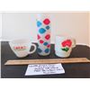 Image 2 : VINTAGE FLOWER FIRE KING C&D HANDLE MUGS & ORIGINAL 1960’S DAIRY QUEEN GLASS