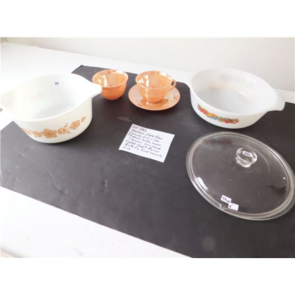 VINTAGE PYREX & FIRE KING CUPS & CASSEROLE DISHES