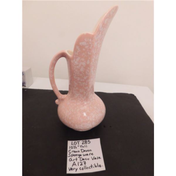 10 ½” CROWN DEVON SPONGE WARE ART DECO VASE