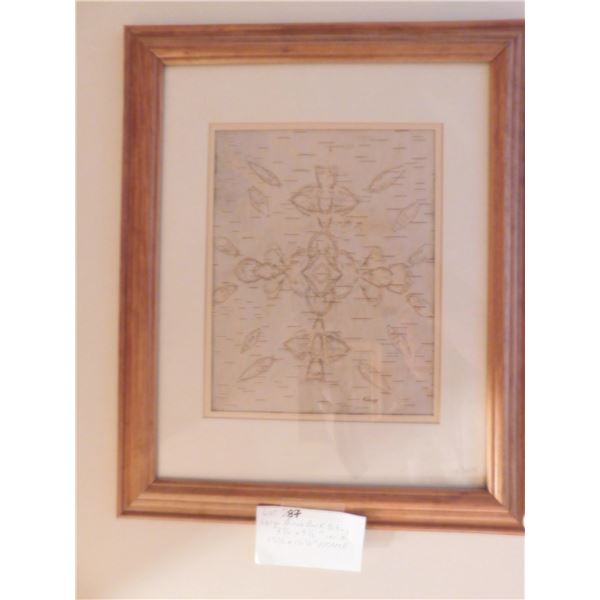 LARGE 7 ½ BY 9 ½” R. CARNEY BIRCH BARK BITING IN A 13.5 X 16.5” FRAME