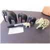 Image 4 : HAND CARVED EBONY AND STONE ELEPHANT COLLECTION