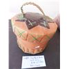 Image 1 : FABRIC LINED BIRCH BARK BASKET WITH LID 6X6X5”