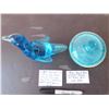 Image 3 : CONTROLLED BUBBLES ART GLASS BLUE BIRD AND DONUT HOLE VASE