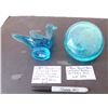 Image 5 : CONTROLLED BUBBLES ART GLASS BLUE BIRD AND DONUT HOLE VASE