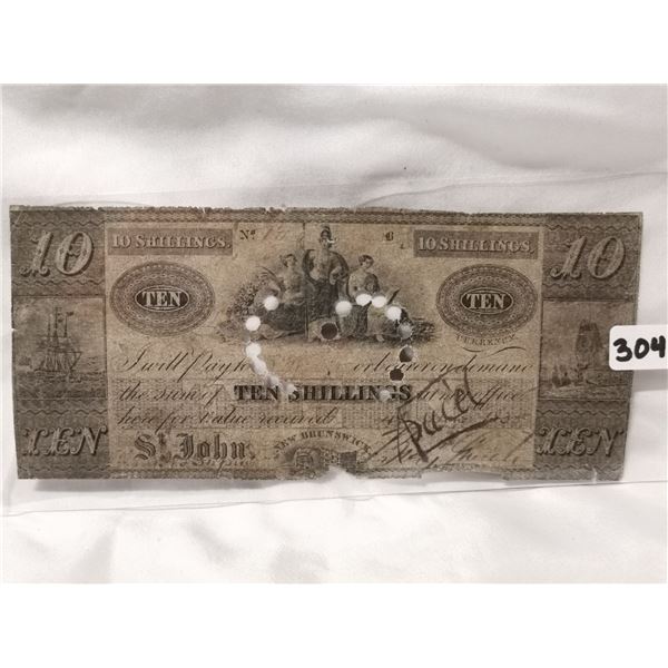 Rare 1835 10 Schilling St.John New Brunswick