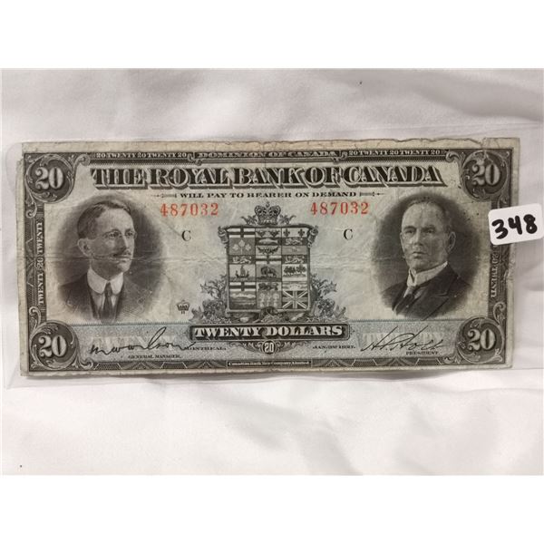 1927 $20 Royal Bank Royal Bank, Charter Bank Note