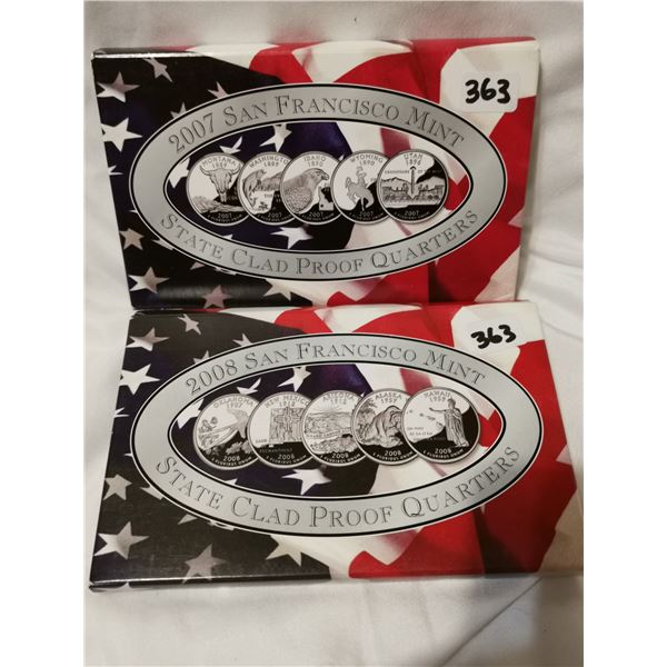2007 & 2008 San Francisco proof 25cent coins