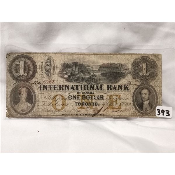 1858 $1 International Bank Charter Bank Note