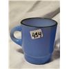 Image 3 : Rare Fire King black on blue cups, C handles