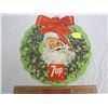 Image 1 : Vintage Double Sided Cardboard Santa 7 UP Wreath