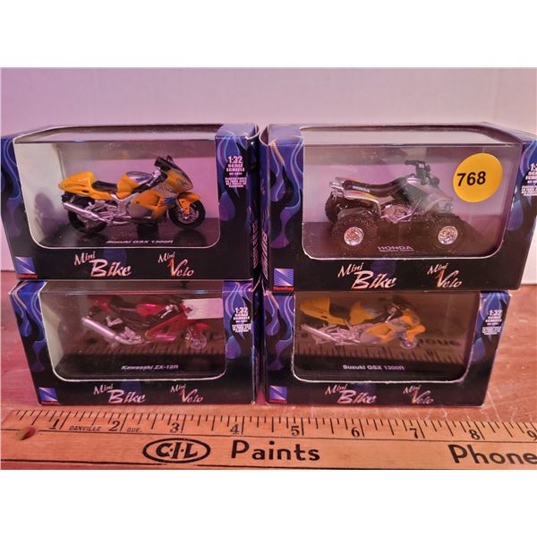 Group of 4 Suzuki, Honda, Kawasaki Mini Bikes NIB