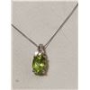 Image 2 : 10K White Gold Necklace With Green Stone