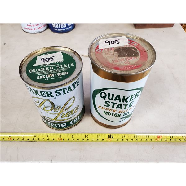2 QUAKER STATE OIL TINS 1 QUART & 1.14 LITRES (FULL)