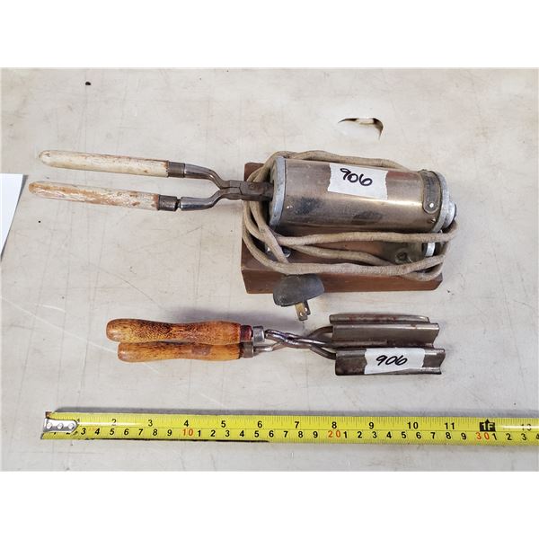 VINTAGE PLUG IN CURLING IRON AND HAIR CRIMPER