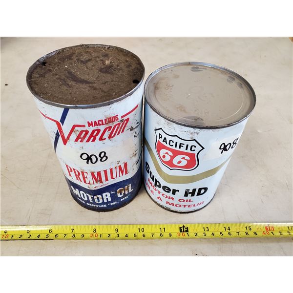 MACLEODS VARLON OIL TIN (EMPTY) & PACIFIC OIL TIN (FULL)