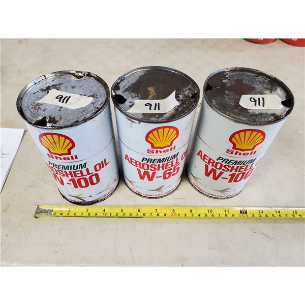 3 SHELL OIL TINS (EMPTY)