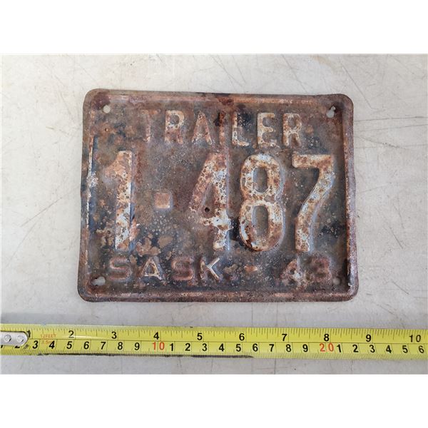 1943 SASK TRAILER LICENSE PLATE