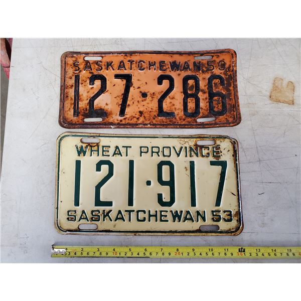 1950 & 1953 SASK LICENSE PLATE