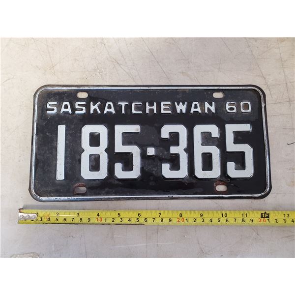 1960 SASK LICENSE PLATE