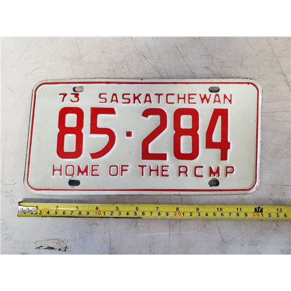 1973 SASK LICENSE PLATE