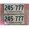 Image 1 : 777' series matching pair of 1974 Saskatchewan license plates