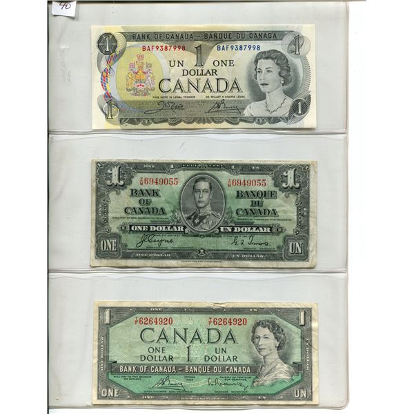 CANADA DOLLAR BILL 1937, 1954, 1973