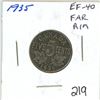 Image 1 : 1935 Canadian 5¢ EF-40 Far rim