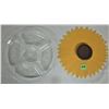 Image 1 : 12" Plastic Devided Serving Platter / Sunflower Cover