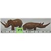 Image 1 : Pair of Teak Wood Hand Carved Souvenier Rhino