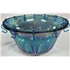 Image 6 : Rare Vintage Indiana Carnival Glass Iredescent Blue Punch Bowl / Grape Leaf Pattern Plsu 12 Matching