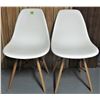 Image 1 : Pair Matching White Plastic Bucket Chairs Wooden Legs