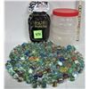 Image 1 : Lot of Various Marbles/ New Amigo Marble Pouch + Plastic "Squirrel" Jar