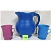 Image 1 : Royal Blue Koolaid Happy Face Pitcher + Happy Face Mugs