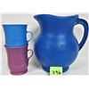 Image 2 : Royal Blue Koolaid Happy Face Pitcher + Happy Face Mugs
