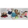 Image 1 : Lot 6 Vintage Plush Toys - Smurfs - Spuds - ALF - DQ Bean Pal