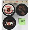 Image 1 : 3 Rubber Hockey Puck Advertising - Kellogs - ESSO - A&W