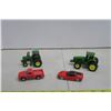 Image 1 : 2 toy John Deere tractors and 2 toy cars