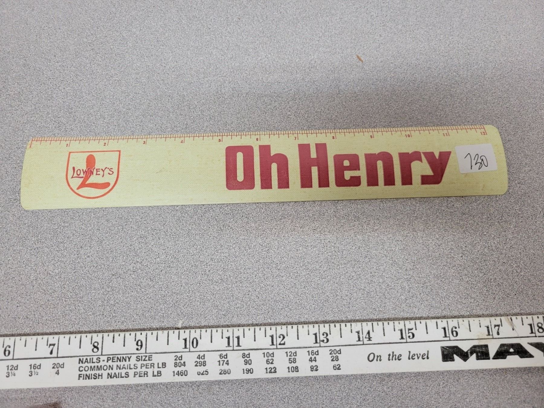 Promo Metal Ruler Lowney's 'Oh Henry' promo metal ruler