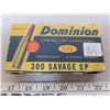 Image 1 : Dominion C.I.L. 300 Savage S.P. bullets cartridges - 12 good, 8 spent