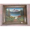 Image 1 : Levine Flexhaug framed painting 15 x 12" signed FLEXIE