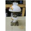Image 1 : Large Floral White Glass Oil Lamp Converted to Electric