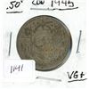 Image 1 : 1945 .50C Canadian Silver Coin VG+